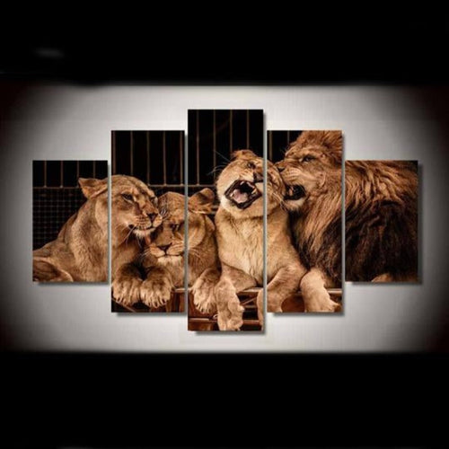 Lion Familie - Lerret Veggkunst Maleri