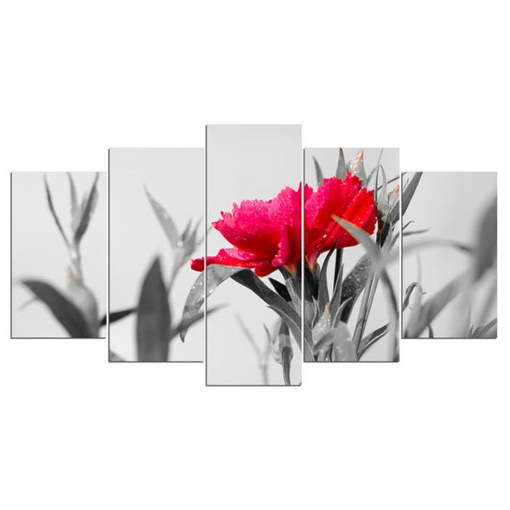 Et rødt og svart blomster - lerret veggdekor maleri | Skanto