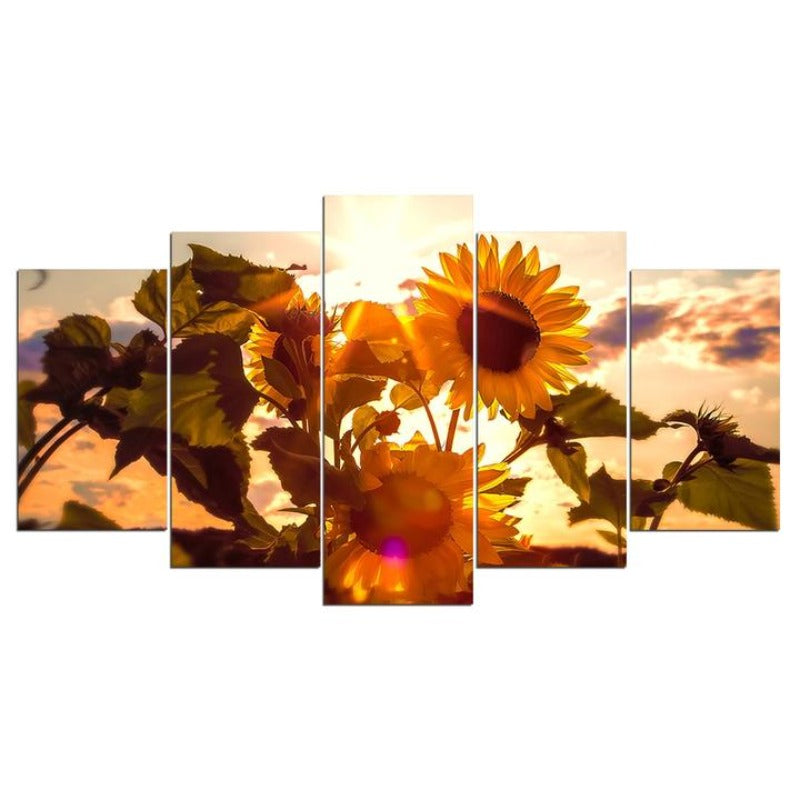 Solsikkesolnedgang - Lerretsbilde