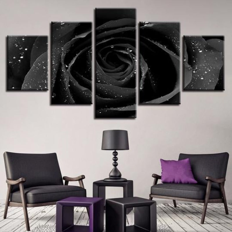 Schwarze Rose - Lærredsveggkunst Maleri | Skanto