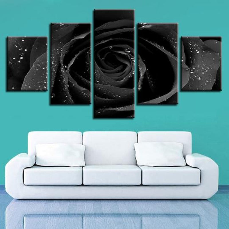 Schwarze Rose - Lærredsveggkunst Maleri | Skanto