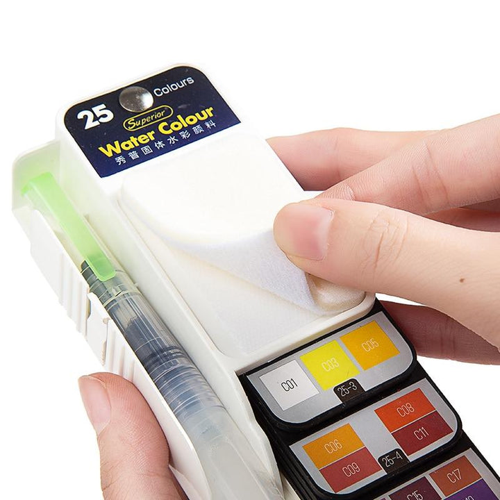 Vannfarge sett med vannpensel og pigment | Skanto
