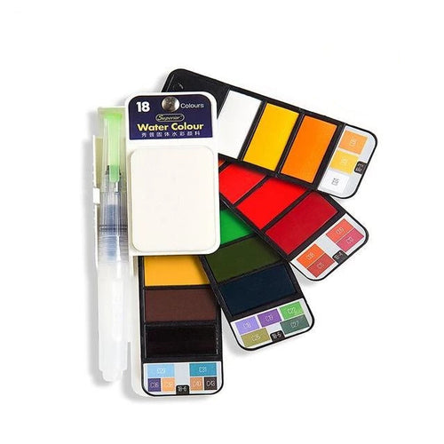 Vannfarge sett med vannpensel og pigment | Skanto