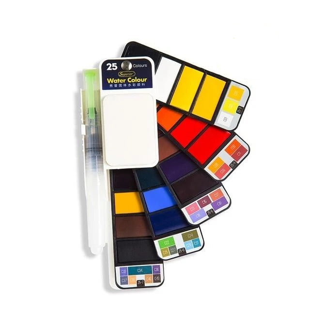 Vannfarge sett med vannpensel og pigment | Skanto