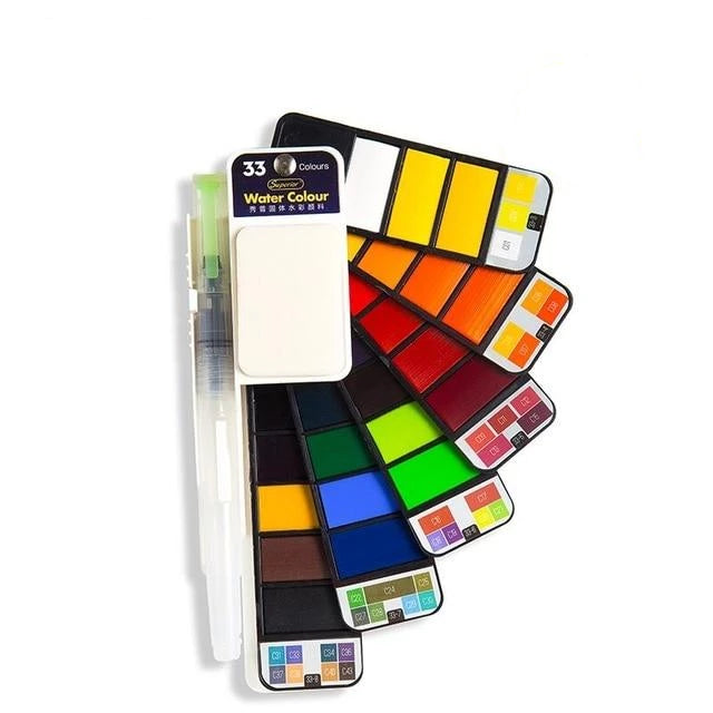 Vannfarge sett med vannpensel og pigment | Skanto