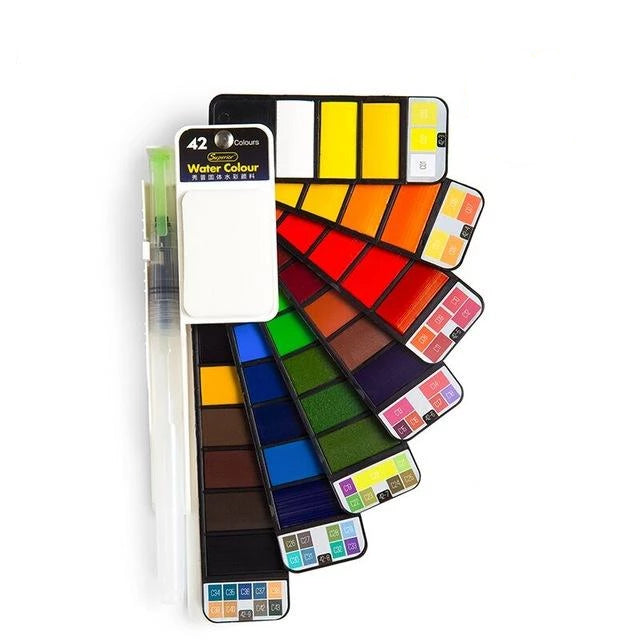 Vannfarge sett med vannpensel og pigment | Skanto