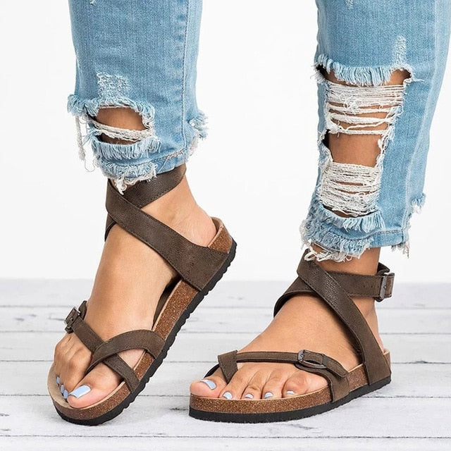 Skanto | Flate lær sandaler