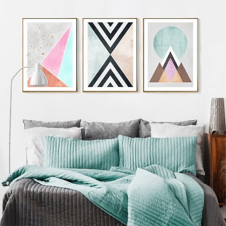 Abstrakt Geometrisk Veggkunst Utskrifter Vintage Plakat - Lerret Veggkunst Maleri | Skanto