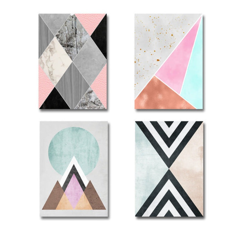 Abstrakt Geometrisk Veggkunst Utskrifter Vintage Plakat - Lerret Veggkunst Maleri | Skanto