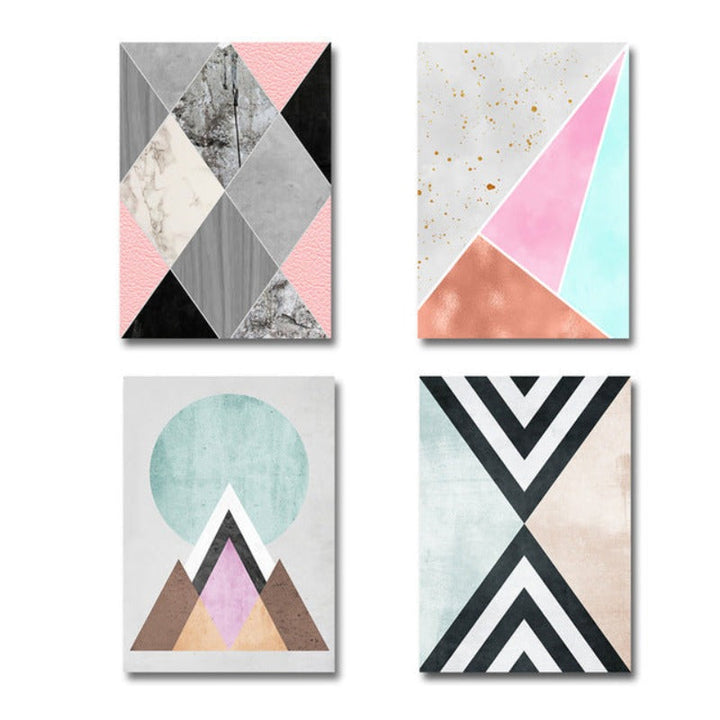 Abstrakt Geometrisk Veggkunst Utskrifter Vintage Plakat - Lerret Veggkunst Maleri | Skanto