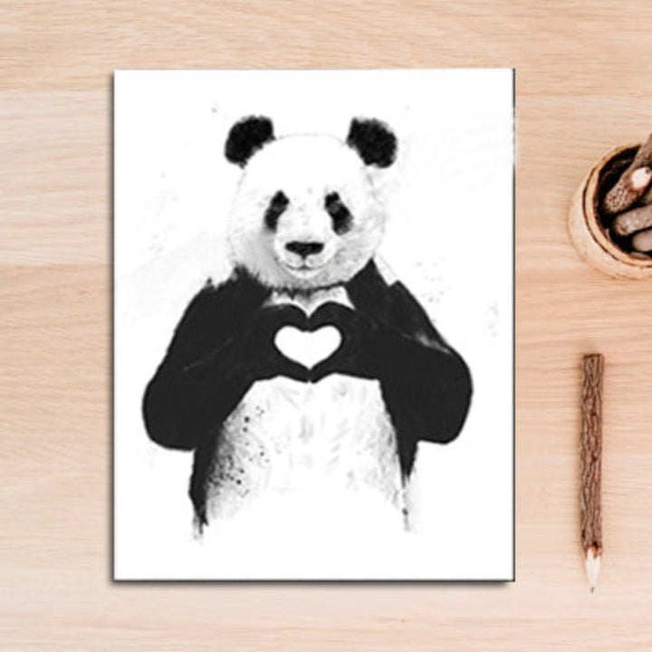 Lustiger Boxen Panda Dyr Banksy - Lerret Veggkunst Maleri