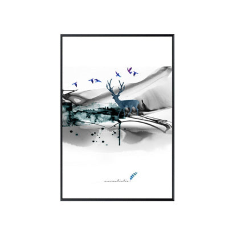 Abstract Paris Eiffel Tower Deer - Lerret Veggkunst Maleri | Skanto