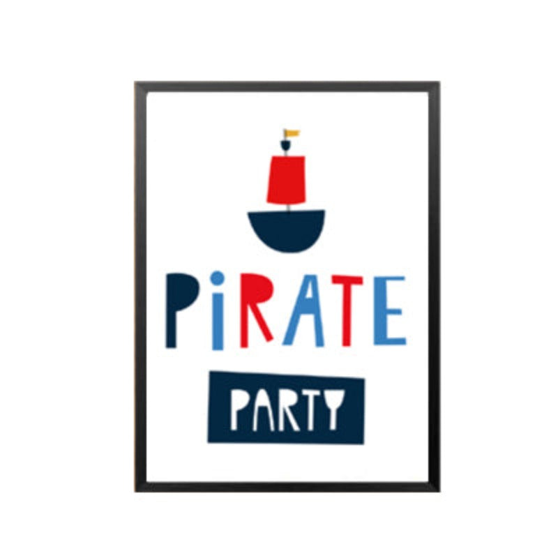 Blauer Piratensegelboot - Lerret Veggkunst Maleri | Skanto