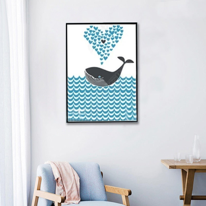 Abstract Hvalhai Osean Fremtid - Lerret Vegkunst Malerier | Skanto