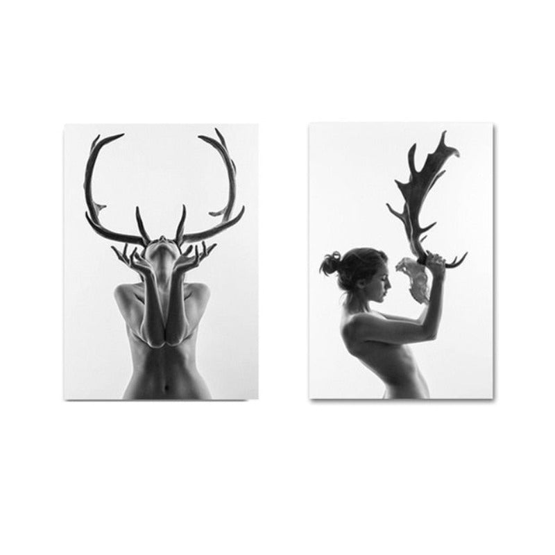 Antlers Kvinner - Lærret Veggkunst Maleri | Skanto