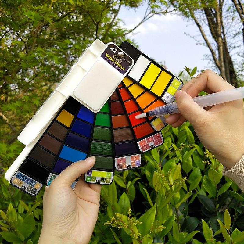 Vannfarge sett med vannpensel og pigment | Skanto