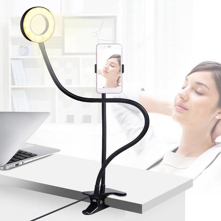 Skanto | 2 i 1 direktesendings telefonholder med LED selfie ringlys
