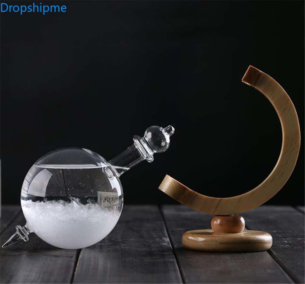 Norvo | Storm Glass Værforutsigelsestolke Flaske Krystall Skrivebord Barometer med Trebase