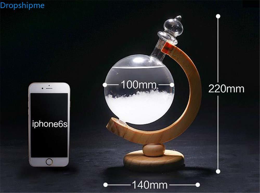 Norvo | Storm Glass Værforutsigelsestolke Flaske Krystall Skrivebord Barometer med Trebase