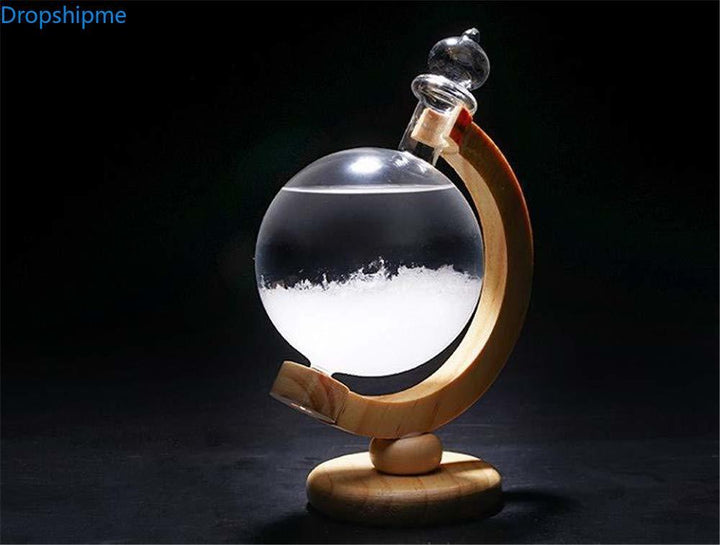 Skanto | Stormglass Værvarsel Flaske Krystall Skrivebord Barometer med Trebunn