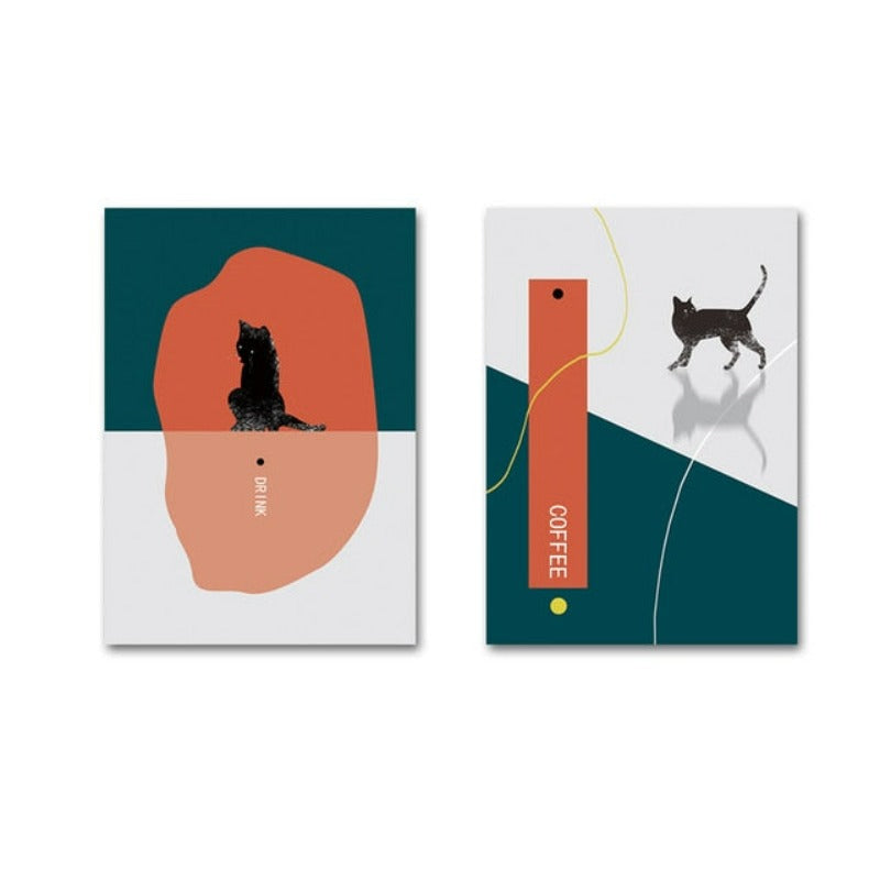 Cat Drikke Kaffe-Canvas Veggkunst Maleri | Skanto