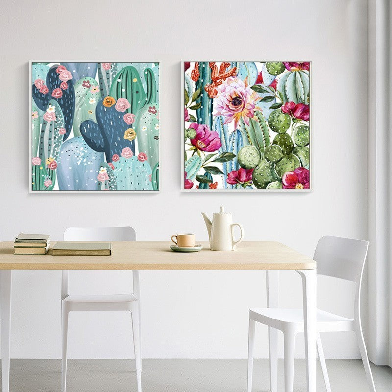 Cactus Floral - Lerret Veggkunst Maleri | Skanto