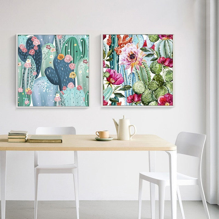 Cactus Floral - Lerret Veggkunst Maleri | Skanto