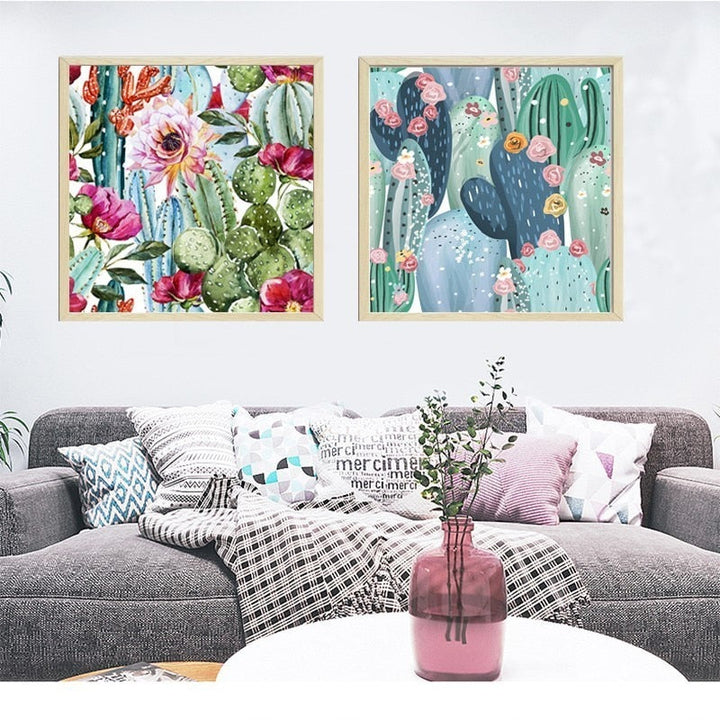 Cactus Floral - Lerret Veggkunst Maleri | Skanto