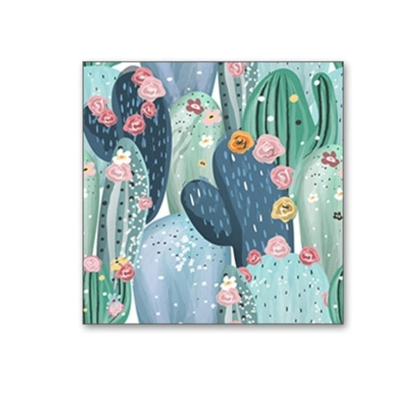 Cactus Floral - Lerret Veggkunst Maleri | Skanto