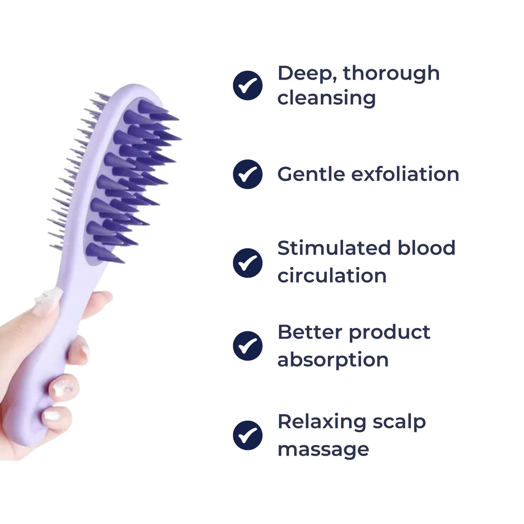Sided Shampoo Brush – Silikon Hodebunnsmassasje – Dyp Rensing for Fet Hår & Følsom Hodebunn Skanto