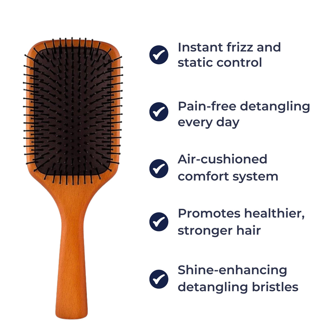 Static Detangling Brush – Frizz Control – Air Cushion Pad – Reduces Breakage – Adds Smooth, Shiny & Healthy-Looking Hair Skanto