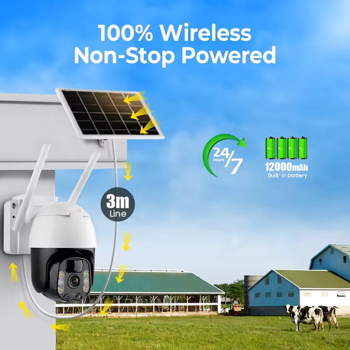 Skanto | 2K solenergidrevet WIFI PTZ-kamera med automatisk sporing og nattsyn