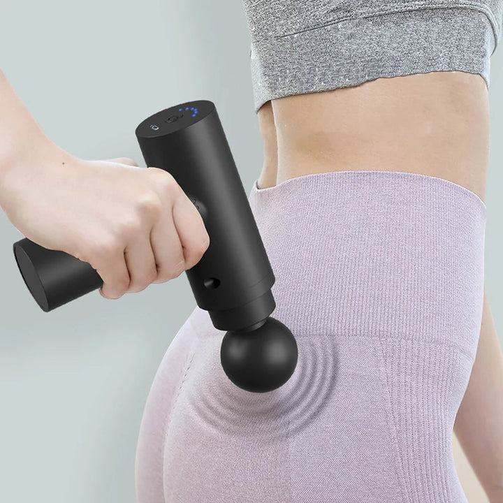 Skanto | PulsePro Mini – Kompakt Fascia Gun med 6 hastighetsnivåer og 4 massasjehoder