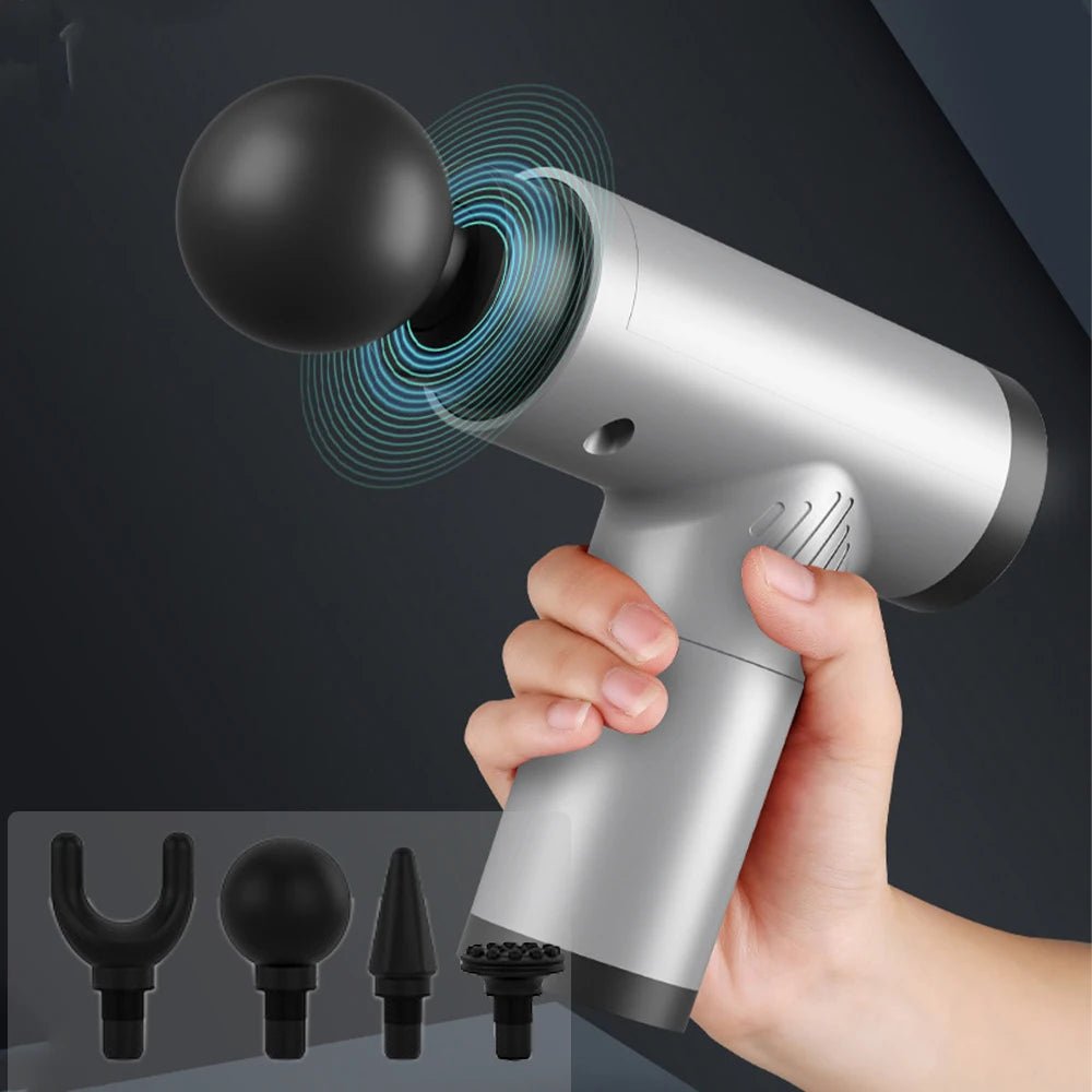 Skanto | PulsePro Mini – Kompakt Fascia Gun med 6 hastighetsnivåer og 4 massasjehoder