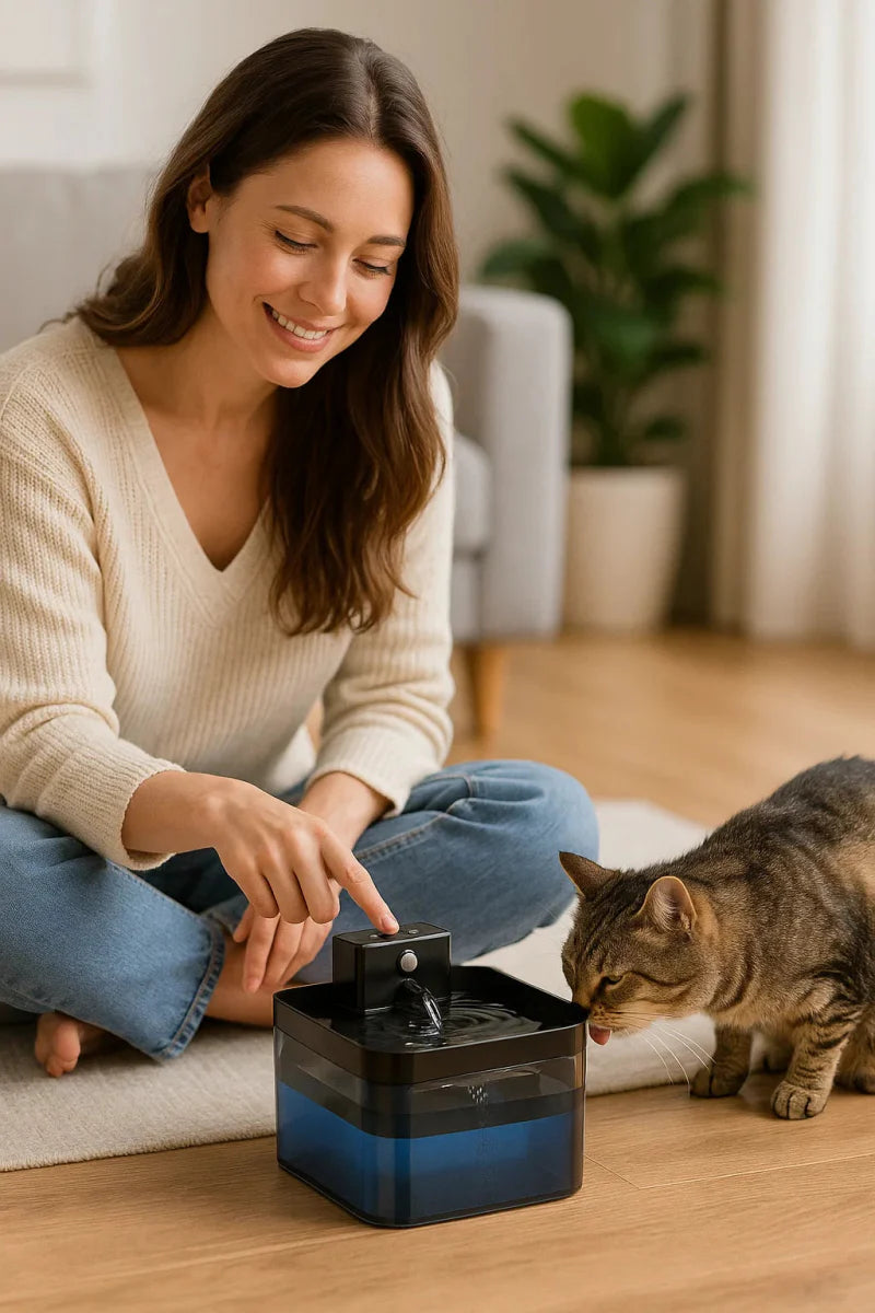 Skanto | PUREFLOW Fontene – Smart katt vannfontene med bevegelsessensor og filtrering