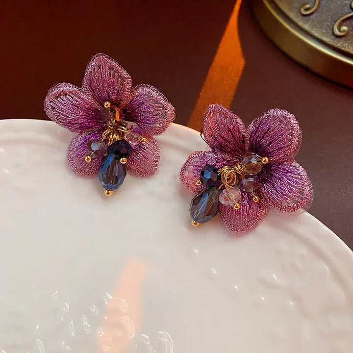 Skanto | Lilla Oriental Hibiscus Blomster Øredobber