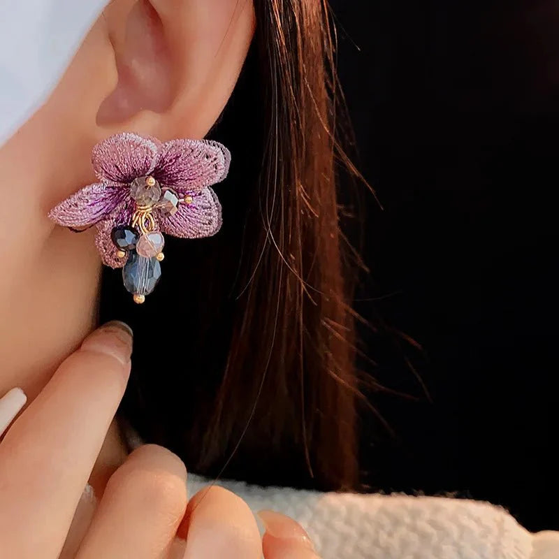 Skanto | Lilla Oriental Hibiscus Blomster Øredobber