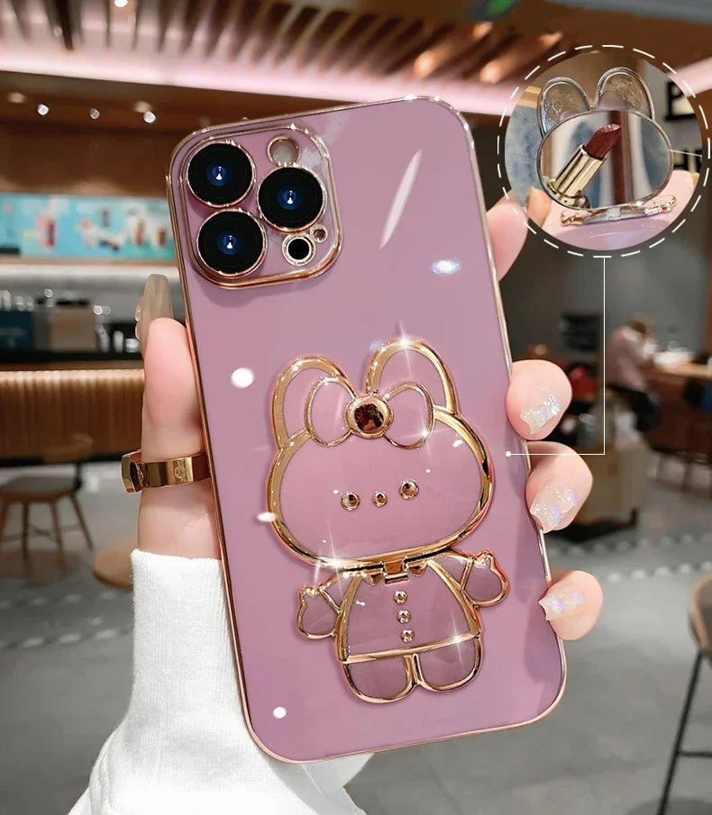 Skanto | 3D Kanin Koreansk Stil Speil iPhone Etui
