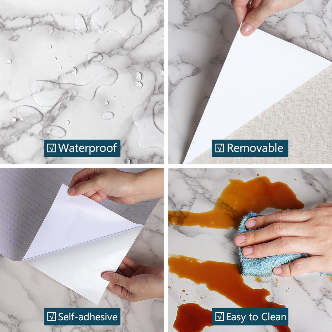 PVC Solid Vinyl Marmor Tapet Vanntett Selvklebende Tapet | Skanto