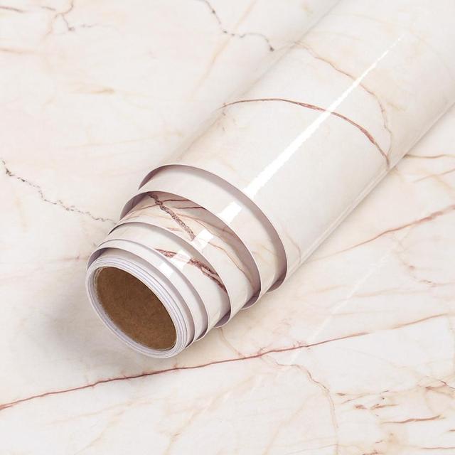 PVC Solid Vinyl Marmor Tapet Vanntett Selvklebende Tapet | Skanto