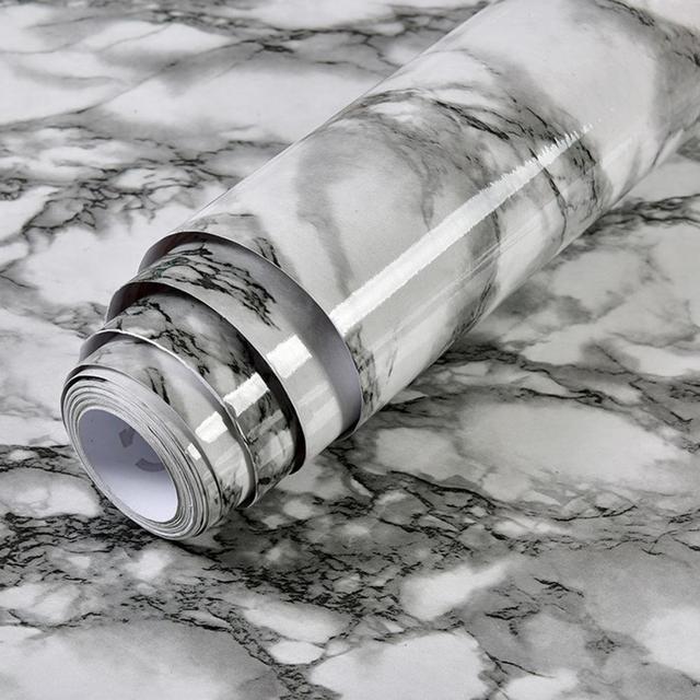 PVC Solid Vinyl Marmor Tapet Vanntett Selvklebende Tapet | Skanto