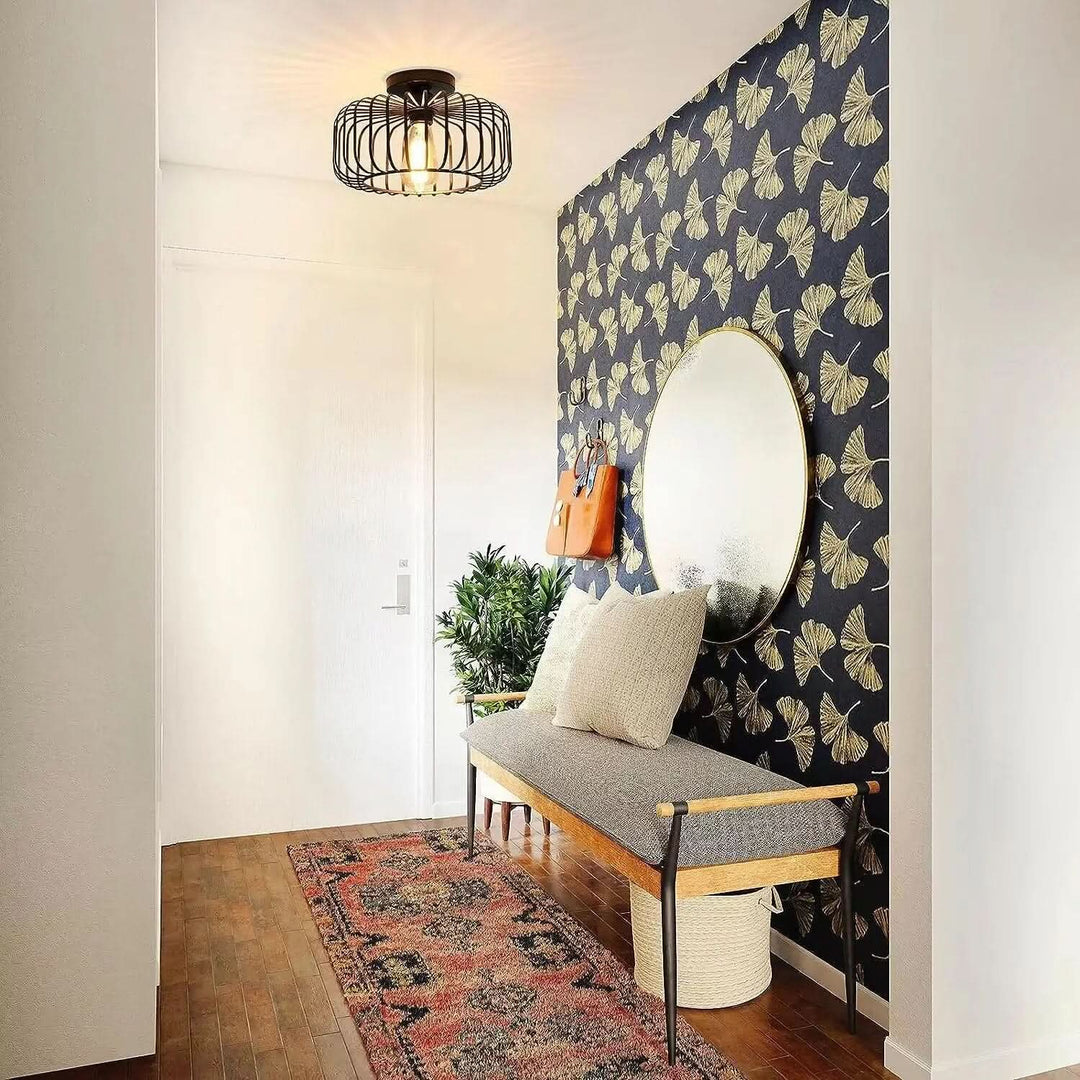 Skanto | Modern Birdcage E26 Taklampe – Jern Flush Mount Fixture
