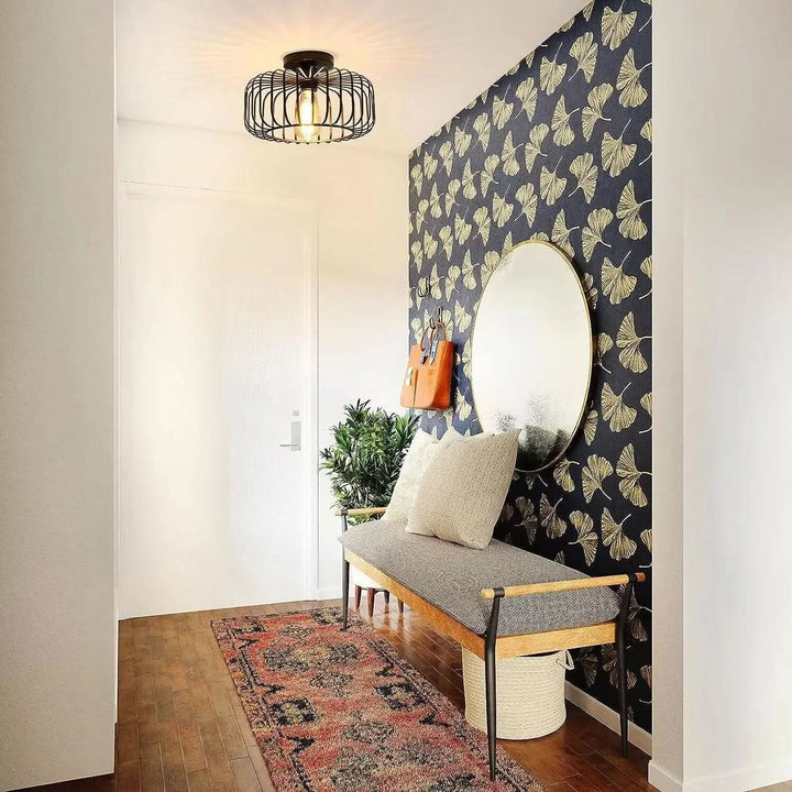 Skanto | Modern Birdcage E26 Taklampe – Jern Flush Mount Fixture