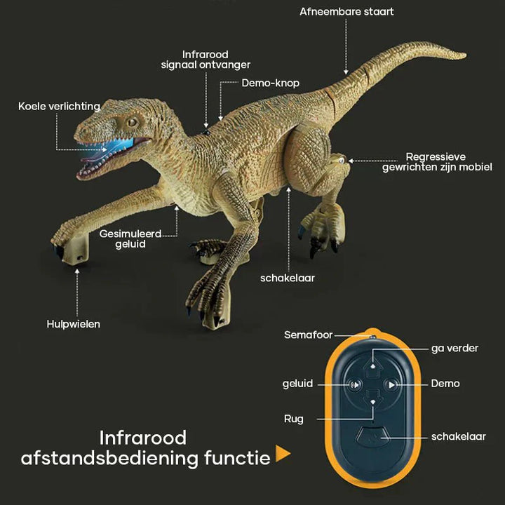 Skanto | Raptorrush Velociraptor – Fjernkontrollert dinosaurleketøy med lys, lyd og realistisk bevegelse