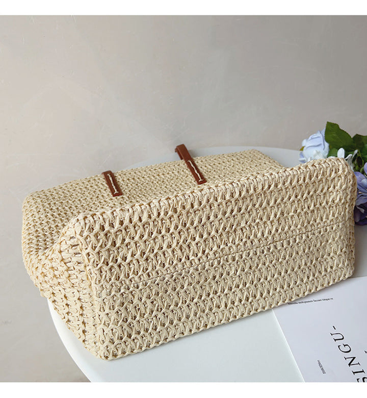 Skanto | Rattan Vevd Bag med Lærremmer - SummerBreeze Tote