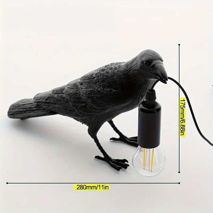 NachtRaaf Ambient Lampe – Dekorativ fuglelampe laget av harpiks for varmt lys | Skanto
