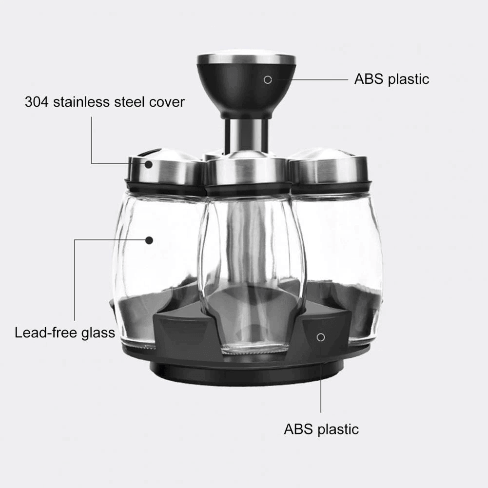 Skanto | Smart Roterende Rustfritt Stål Glass Krydder Sett