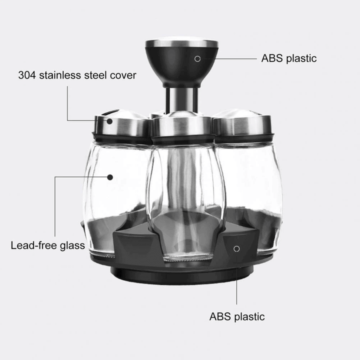 Skanto | Smart Roterende Rustfritt Stål Glass Krydder Sett