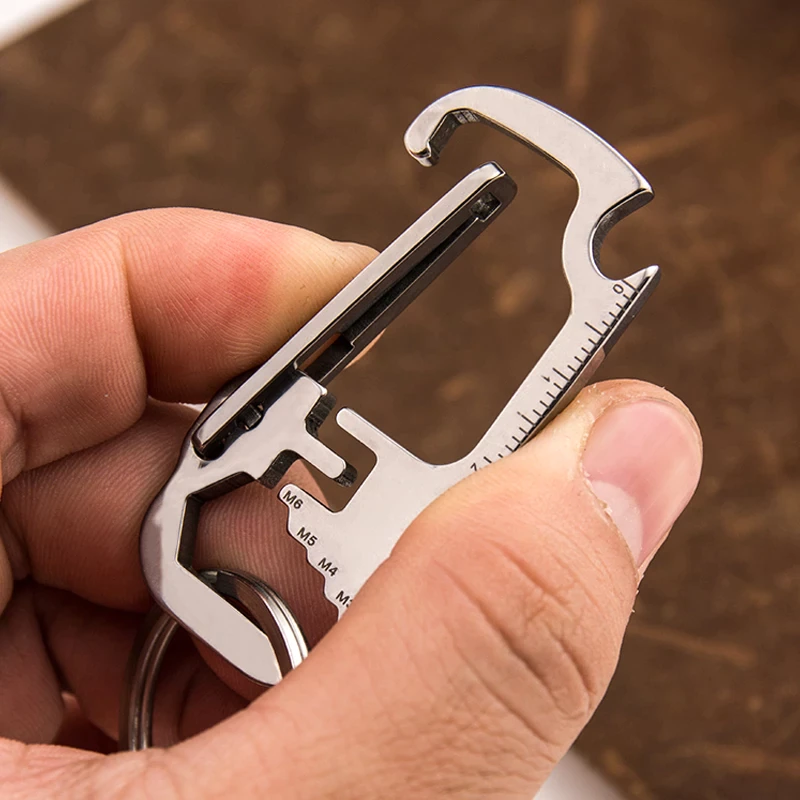 Skanto | Rustfritt stål EDC Multi Tool Flaskeåpner Nøkkelring