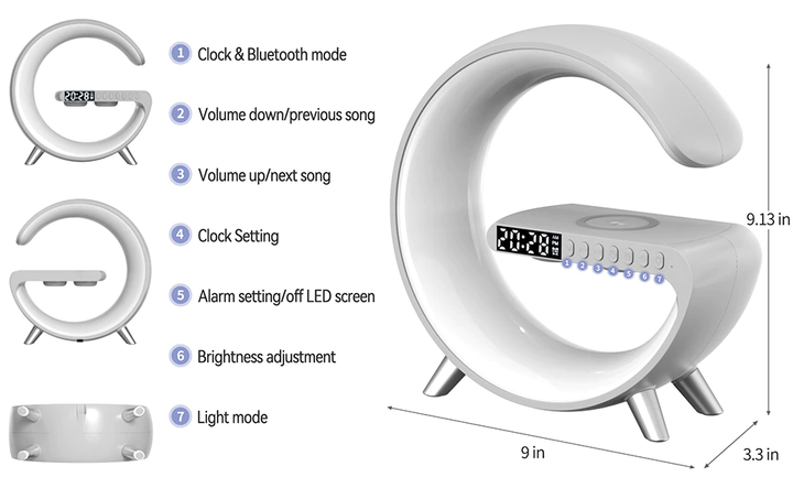 Skanto | Smart Aurora Trådløs Lader Bluetooth Høyttaler